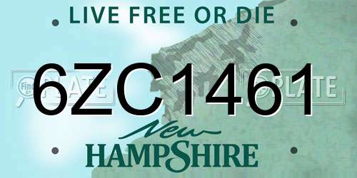 6ZC1461 New Hampshire License Plate