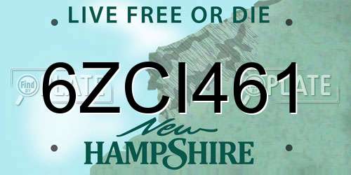 6ZCI461 New Hampshire License Plate