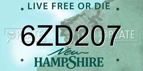 6ZD207 New Hampshire License Plate
