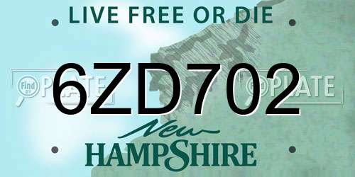 6ZD702 New Hampshire License Plate