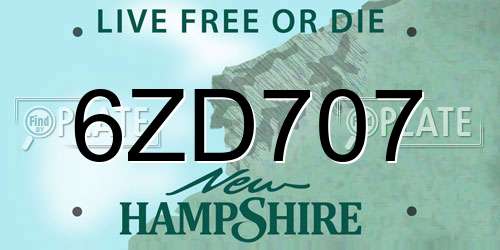 6ZD707 New Hampshire License Plate