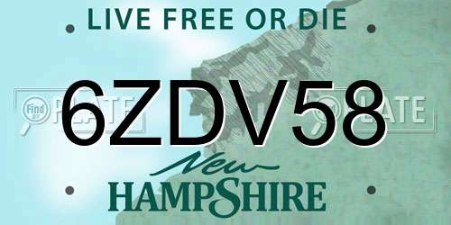 6ZDV58 New Hampshire License Plate