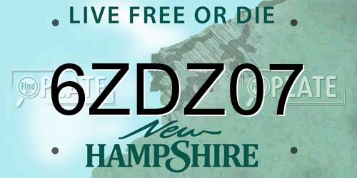 6ZDZ07 New Hampshire License Plate