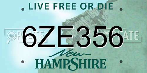 6ZE356 New Hampshire License Plate