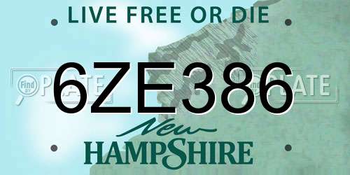 6ZE386 New Hampshire License Plate