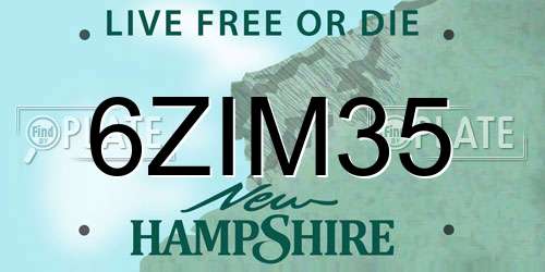 6ZIM35 New Hampshire License Plate