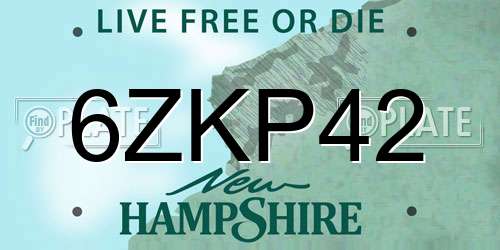 6ZKP42 New Hampshire License Plate