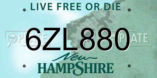 6ZL880 New Hampshire License Plate