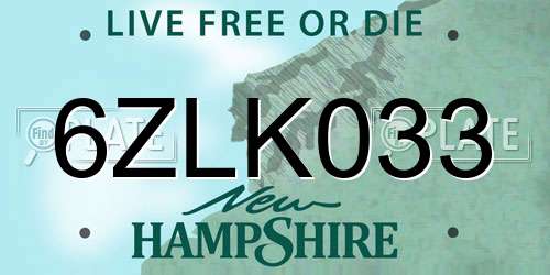 6ZLK033 New Hampshire License Plate