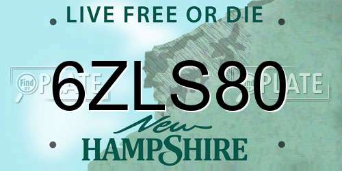 6ZLS80 New Hampshire License Plate