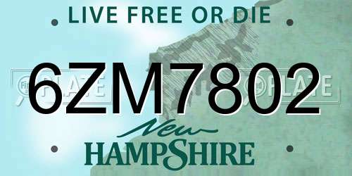 6ZM7802 New Hampshire License Plate