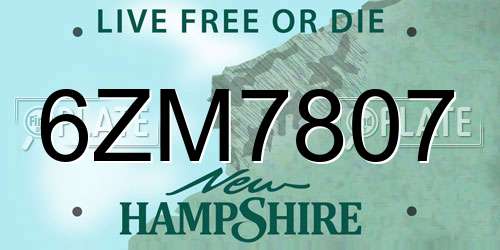6ZM7807 New Hampshire License Plate