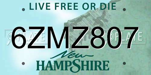 6ZMZ807 New Hampshire License Plate