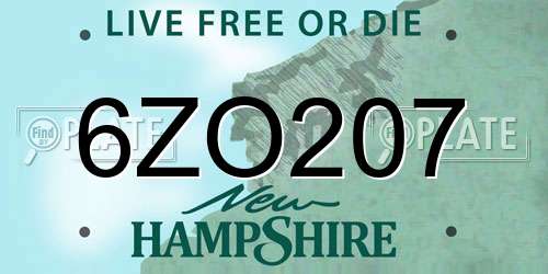 6ZO207 New Hampshire License Plate