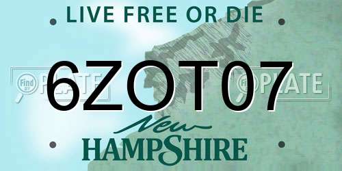 6ZOT07 New Hampshire License Plate