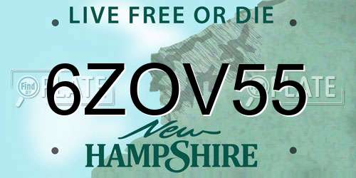 6ZOV55 New Hampshire License Plate