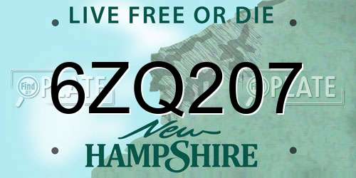 6ZQ207 New Hampshire License Plate