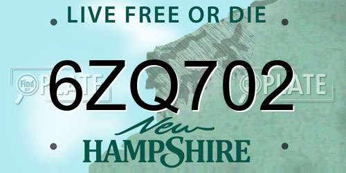 6ZQ702 New Hampshire License Plate