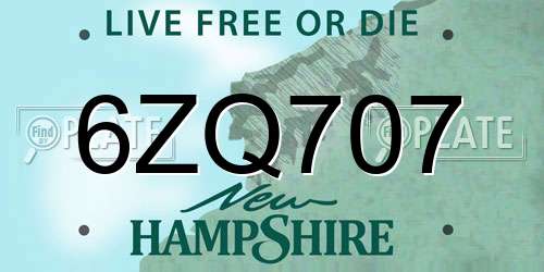 6ZQ707 New Hampshire License Plate