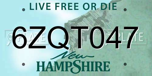 6ZQT047 New Hampshire License Plate