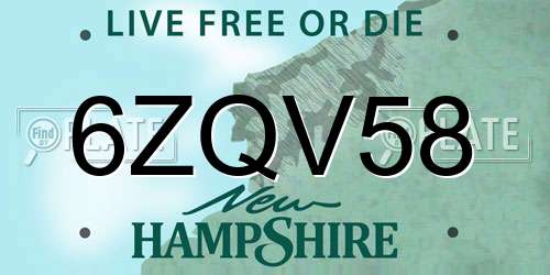 6ZQV58 New Hampshire License Plate