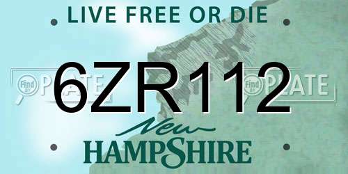6ZR112 New Hampshire License Plate