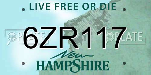 6ZR117 New Hampshire License Plate