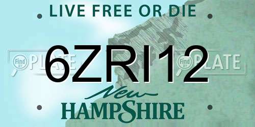 6ZRI12 New Hampshire License Plate