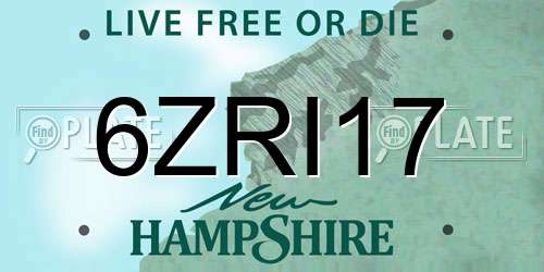 6ZRI17 New Hampshire License Plate