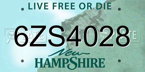 6ZS4028 New Hampshire License Plate