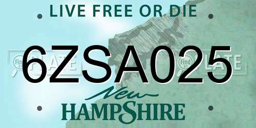 6ZSA025 New Hampshire License Plate