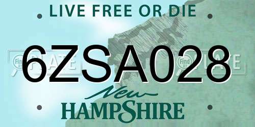 6ZSA028 New Hampshire License Plate