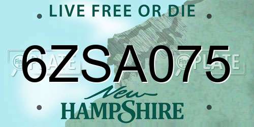 6ZSA075 New Hampshire License Plate