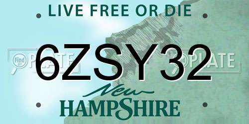 6ZSY32 New Hampshire License Plate
