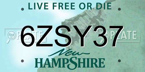6ZSY37 New Hampshire License Plate