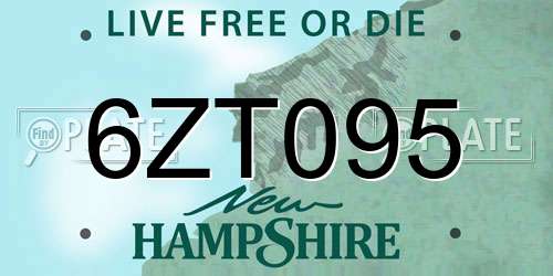 6ZT095 New Hampshire License Plate