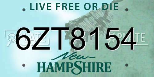 6ZT8154 New Hampshire License Plate