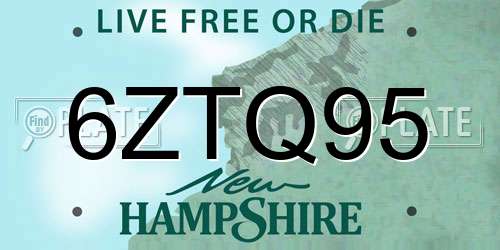 6ZTQ95 New Hampshire License Plate