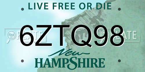6ZTQ98 New Hampshire License Plate