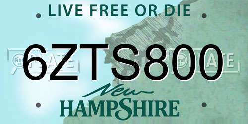 6ZTS800 New Hampshire License Plate