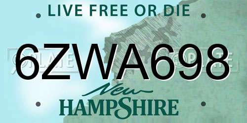 6ZWA698 New Hampshire License Plate