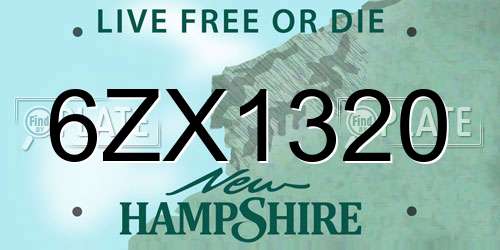 6ZX1320 New Hampshire License Plate