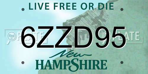 6ZZD95 New Hampshire License Plate