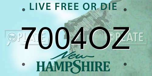 7004OZ New Hampshire License Plate