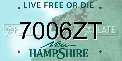 7006ZT New Hampshire License Plate