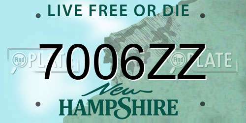7006ZZ New Hampshire License Plate