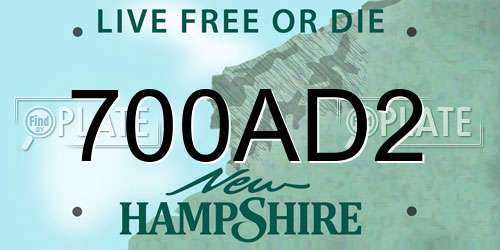 700AD2 New Hampshire License Plate