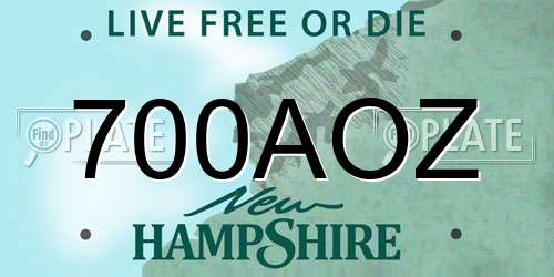 700AOZ New Hampshire License Plate