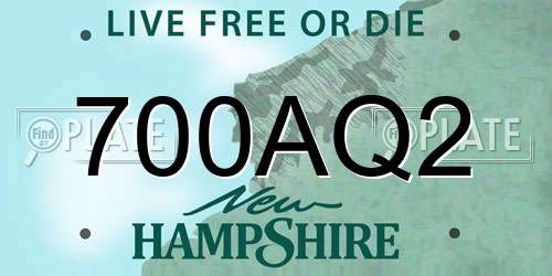 700AQ2 New Hampshire License Plate