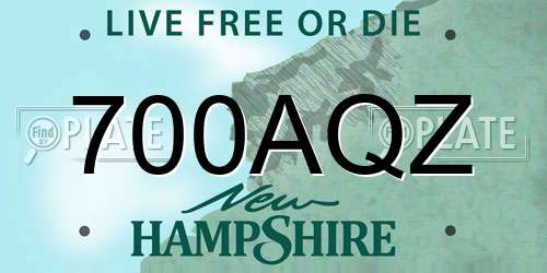 700AQZ New Hampshire License Plate